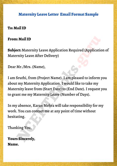 Application Leave / Maternity Leave Application Format Tips To Write A Maternity Leave Letter 
