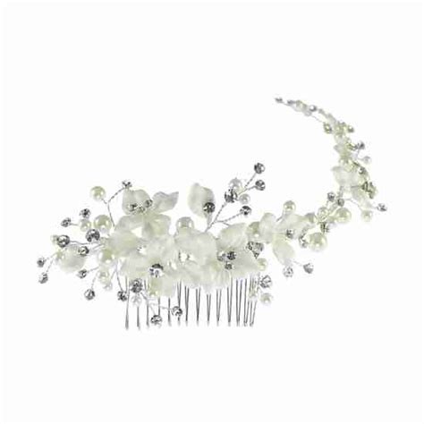 Pearl Diamante And Flower Bridal Comb Diamond Occasion