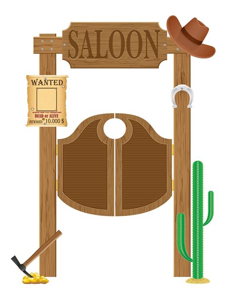 Doors In Western Saloon Wild West Vector Illustration 489043 Vector Art