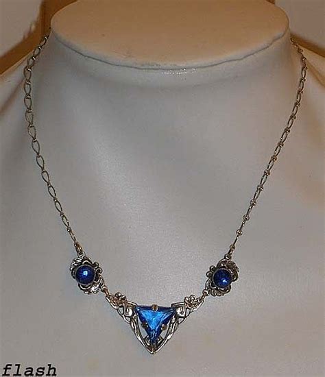 True Art Deco Blue Glass Necklace From Thegildedcage On Ruby Lane