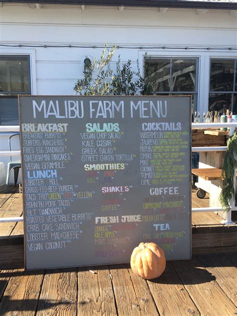 Malibu Farm Pier Cafe Menu Malibu Ca 90265