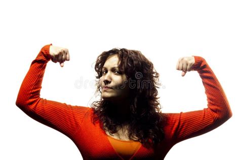 Girl Flexing Her Muscles Stock Photo Image Of Strong 13320334