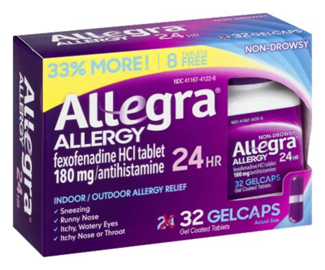 Allegra Non Drowsy 24 Hour Allergy Relief Gelcaps 180mg 32 Ct Kroger