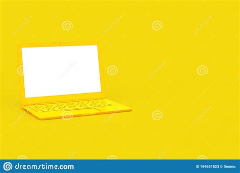 Yellow Laptop On Yellow Background 3d Illustration