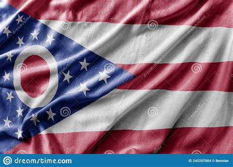 Waving Detailed National Us Country State Flag Of Ohio Stock Photo