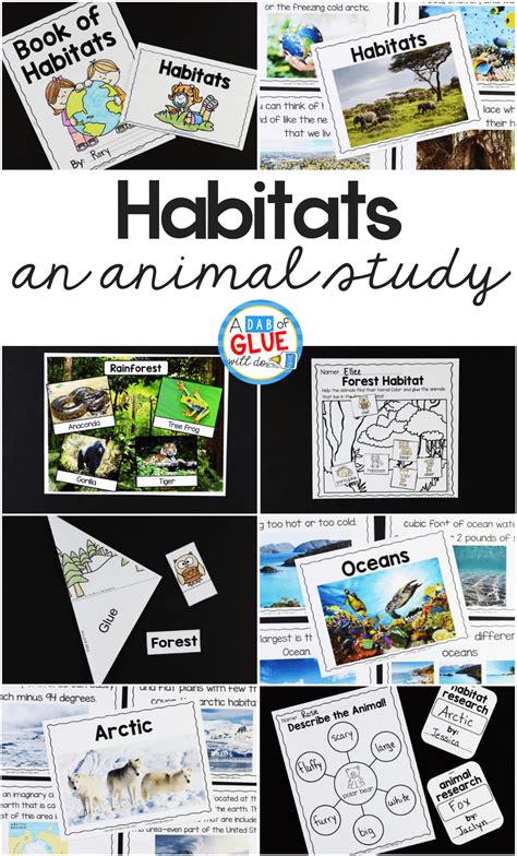 Animal Habitats Science Unit A Dab Of Glue Will Do