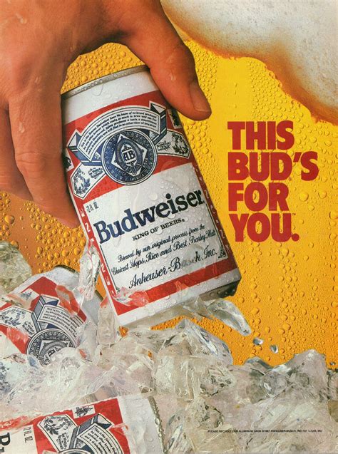 Budweiser Beer Advertising Poster Usa 1987 This Buds For You Beer