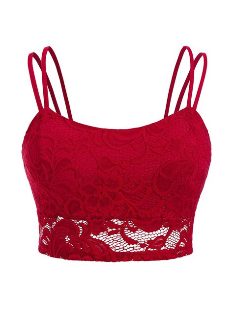 37 Off 2021 Plus Size Padded Lace Longline Bra In Deep Red Dresslily