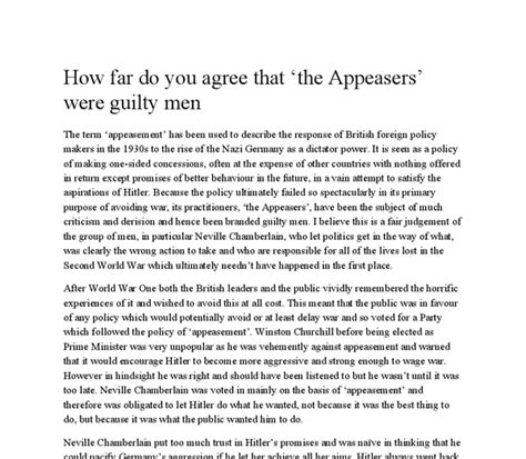 How Far Do You Agree That The Appeasers Were Guilty Men Gcse History Marked By