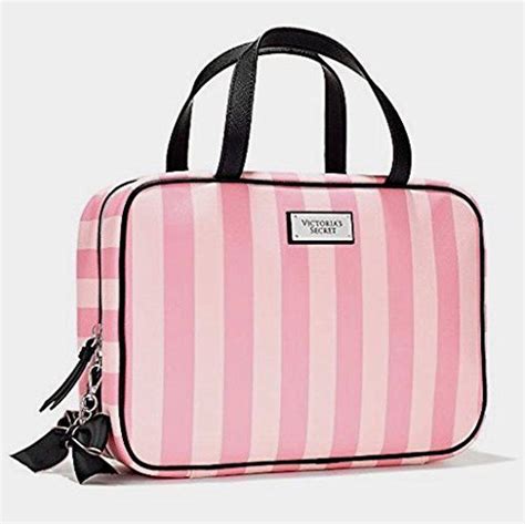 Victorias Secret Pink Striped Hanging Makeup Travel Case Bags