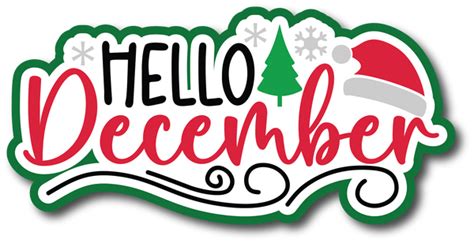 Hello December Hand Drawn Lettering Card With Doodle Fir Tree Clip
