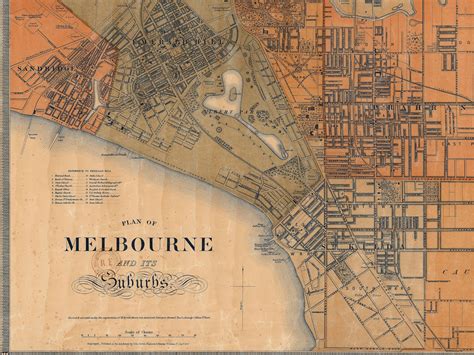 Antique Map Of Melbourne Old Melbourne Wall Art Large Etsy Australia