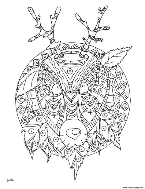 Deer With Tribal Pattern Adults Coloring Pages Printable