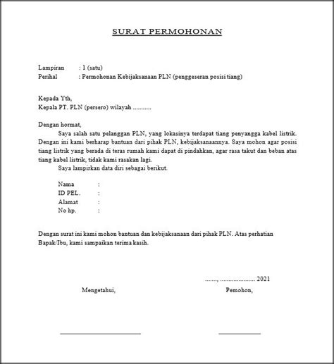 Contoh Surat Permohonan Pemasangan Listrik Baru Untuk Sekolah Surat Riset