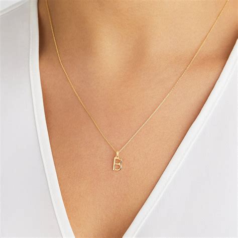 Solid Gold Initial Letter Necklace Lily And Roo