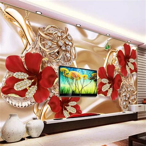 Beibehang Custom Wallpaper 3d Photo Mural Flower Open Rich Jewelry