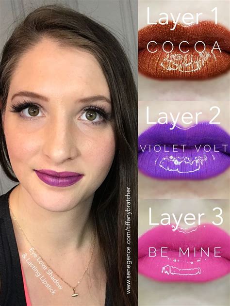 LipSense Layering Cocoa Violet Volt Be Mine SeneGence Distributor