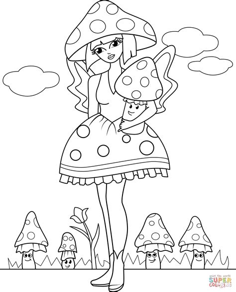 Mushroom Fairy Coloring Page Free Printable Coloring Pages