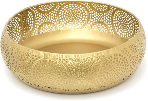 carousel home ts stylish kasbah gold effect display bowl round decorative metal display