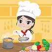 Premium Vector | Chef girl is cooking and smile in the kitchen,