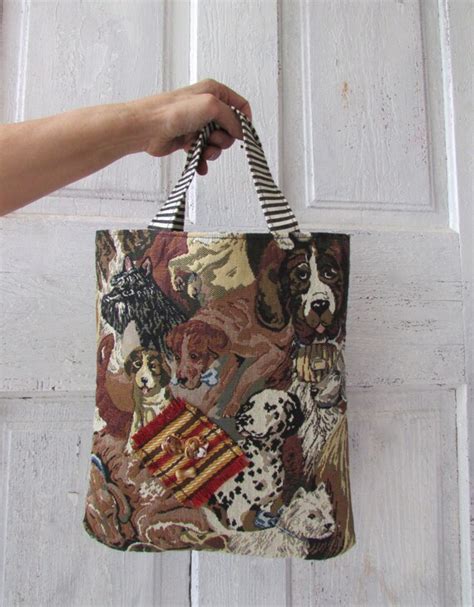 Doggy Bag Fabric Tote Bag Purse Dog Themed Puppy By Yimmekedesign