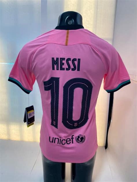 Nike Fc Barcelona 3rd Kit Messi 10 20 21 Pink Black Jersey Size Xl Men