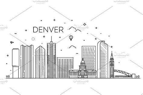 Denver City Skyline By Tettygreen On Creativemarket Denver Skyline