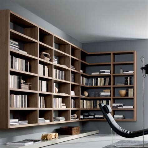 Wall Mounted Bookcase Crossing Misuraemme Contemporary Wooden