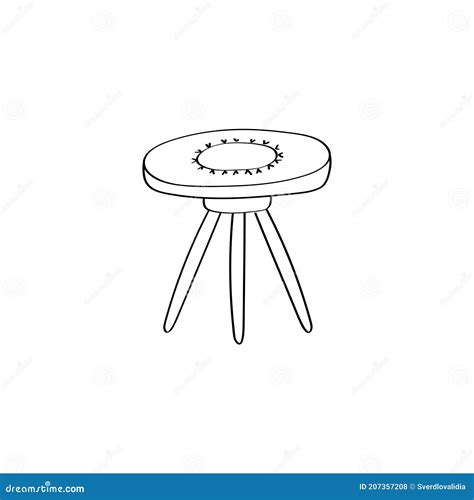 Doodle Coffee Table Icon Cute Hand Drawn Vector Illustration Stock