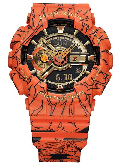 The orange body and watch bands are covered in dragon ball illustrations and graphic elements. G-Shock มือสอง ซื้อขายแลกเปลี่ยน: G-Shock Collaborations ...