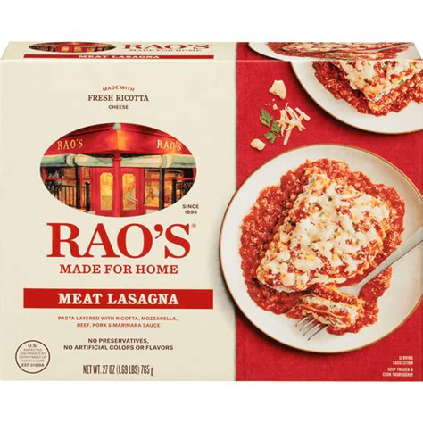 Raos Meat Lasagna 27 Oz Meals And Entrees New Pioneer