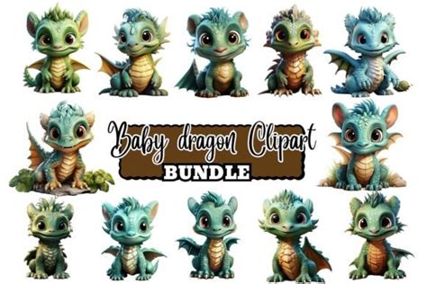 Cute Baby Dragons Clipart Graphic By Craftsmaker Creative Fabrica