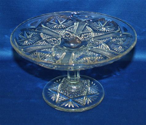 Antique Eapg Imperial Glass 8 Inch Cake Plate Star And File Star And Hobstar Pattern 612