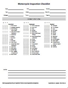 Motorcycle Inspection Checklist Form Reviewmotors Co