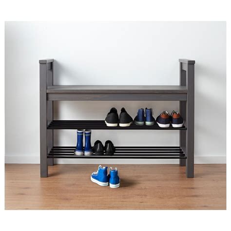 Hemnes Bench With Shoe Storage Dark Gray Gray Stained 33 12x12 58