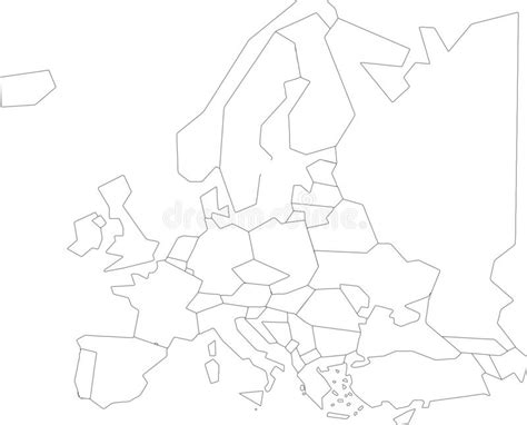 Mapa Da Europa Para Estudar Incolor Com Contorno Preto E Branco