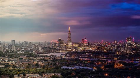 London Metropolis Europe Dusk City Lights 1080p Skyline Horizon