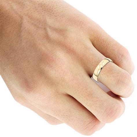 Classic Thin Mens Wedding Band 14k Solid Gold 4mm In Mens Thin Wedding Bands 