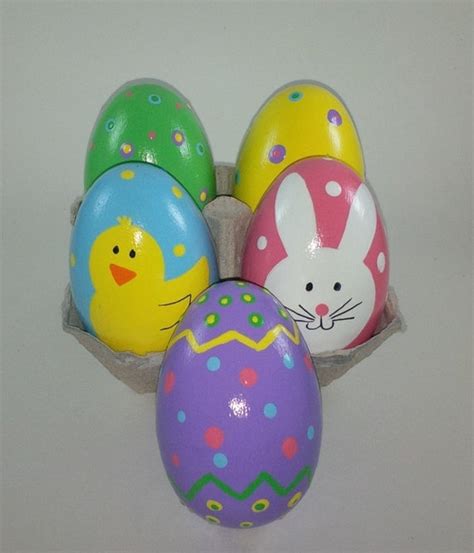 Set Of 5 Hand Painted Wooden Easter Eggs By Lilivandeely On Etsy