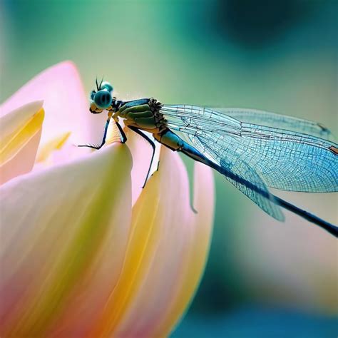 Premium Ai Image A Dragonfly Sits On A Flower With A Pink Flower In