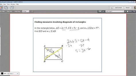 Finding Measures Involving Diagonals Of Rectangles Youtube