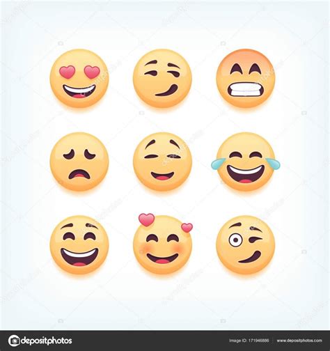 Set Of Emoticons Emoji Isolated On White Background Vector