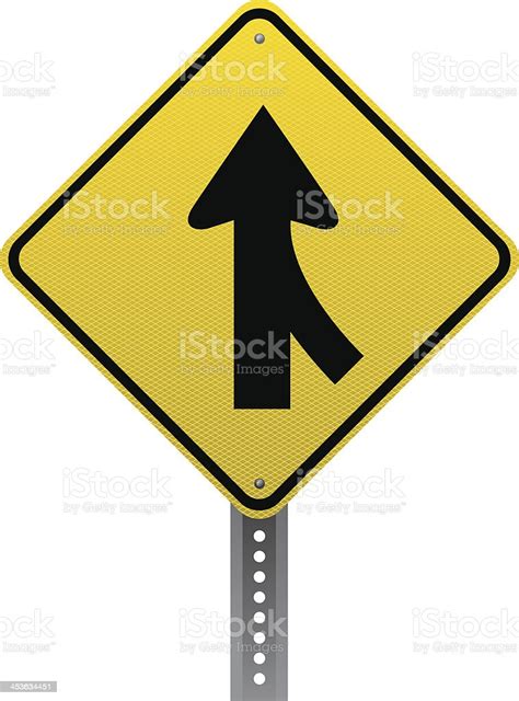Merging Traffic Sign Stock Illustration Download Image Now