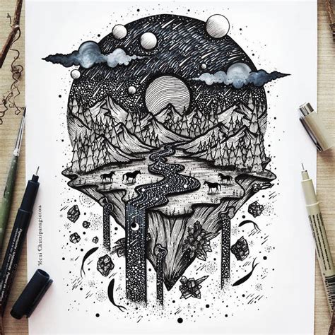 Artist Merges Nature And Fantasy In Mesmerizing Ink Drawings