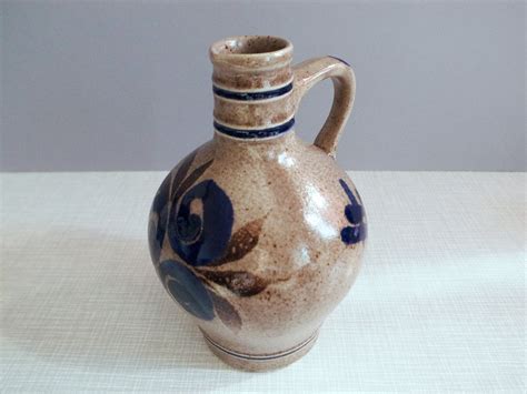 German Vintage Salt Glaze Pottery Jug Vase By Marzi And Remy Etsy