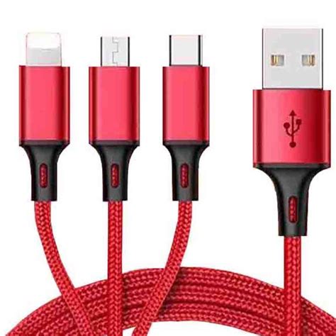 3 In 1 Multi Charger Cable Lighting Type C Micro Usb Charging Cables