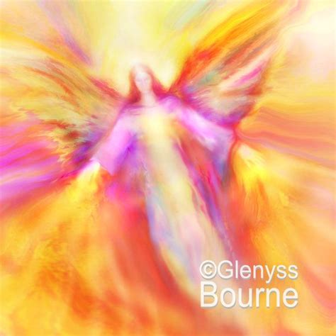ARCHANGEL URIEL In Flight Angel Painting Large Inch Signed Giclee Print By Glenyss Bourne