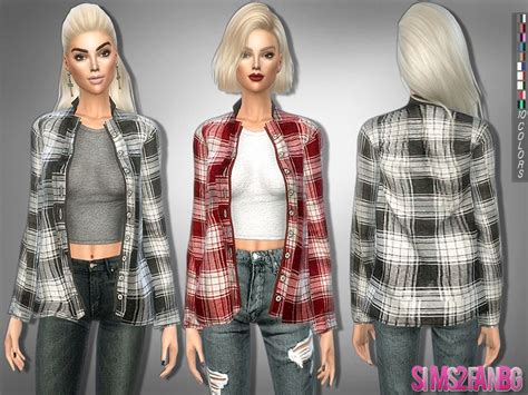 206 Button Up Shirt With Top Found In Tsr Category Sims 4 Female