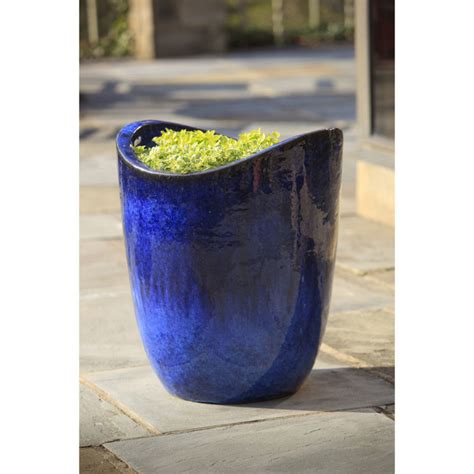 Hyphen Tall Glazed Ceramic Planters Blue Kinsey Garden Decor