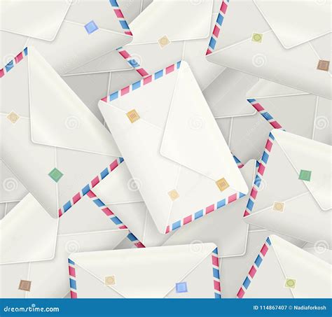 Pile Of Detailed Realistic Mail Envelopes Realistic Mail Envelopes